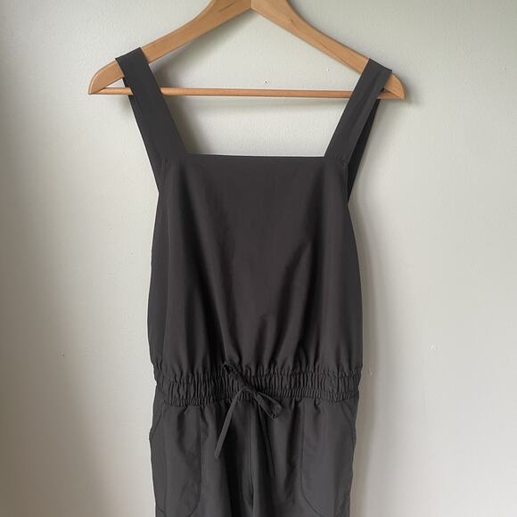 Albion Classic Overall Jumpsuit Womens Sz Medium‎ Black Cinch Waist Ankle Zipper - Picture 3 of 11